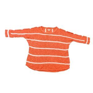 Sonoma Women's Sweater Size M Knit Orange White Stripe 3/4 Sleeve